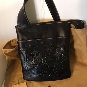 Patricia Nash Tooled Stipes Leather Crossbody